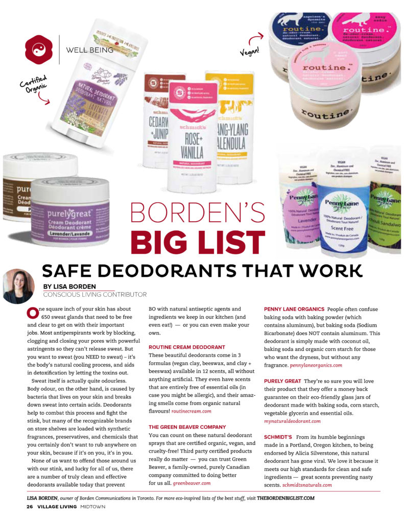 Safe Deodorants That Work, Village Living Magazine