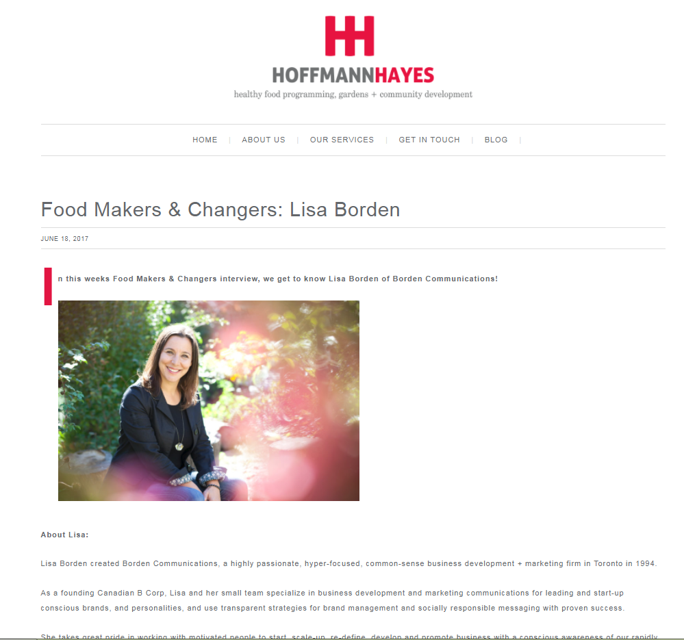 Food Makers & Changers: Lisa Borden, Hoffmann Hayes