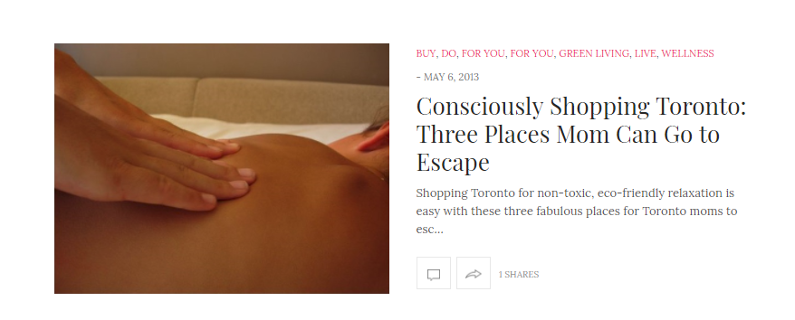 Consciously Shopping Toronto: Three Places Mom Can Go to Escape, TMN