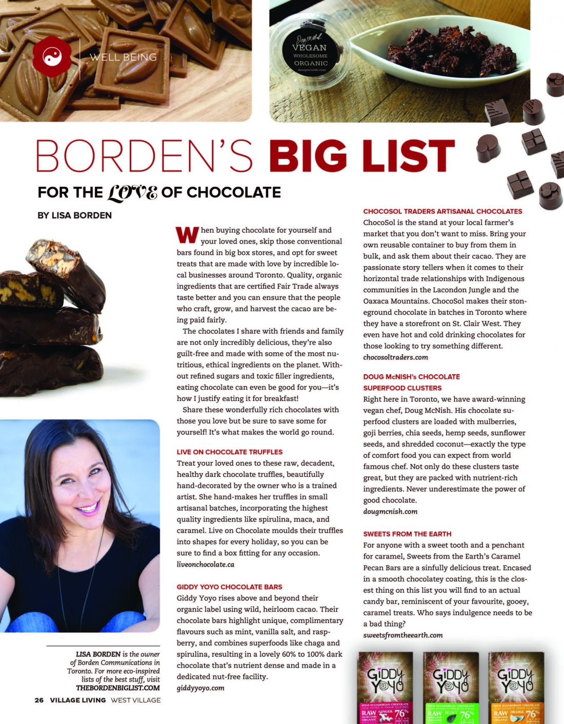 For The Love Of Chocolate, Village Living Magazine